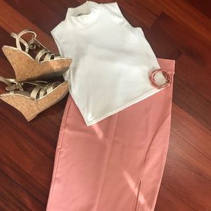 2/$12..Pink long skirt with slit